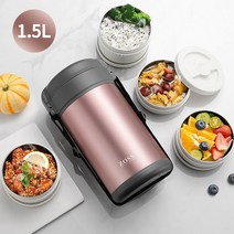 {ZOSS}304 스테인레스 보온도시락 반찬통 분리형세트+스텐식기+보온가방, 블루, 1.5L