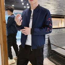 자수점퍼 2022 년 봄 가을점퍼 남자 드렌드 상패 두루미 학 무늬 도모함 캐쥬얼 성숙 진중함 코트 3679847649