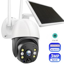 CCTV 보안 카메라 3MP HD 와이파이 야외 태양 전지 패널 전원 PTZ 충전식 배터리 IP PIR 모션 감시, With Battery x 128G, CHINA