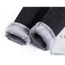청바지Varopi-여성용 하이웨이스트 청바지 따뜻하고 다목적 타이트 팬츠 양털 두꺼운 스키니 가을 겨울