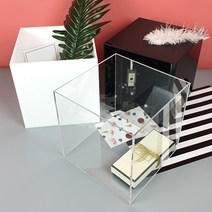 아크릴상자 오픈형 수납함 다용도 정리함 케이스 화장대 디피용 투명 컬러 박스 트레이, 25x25x25cm 3T, 백색