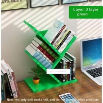 PC 트리 모양 책장 책꽂이 나무 다층 책 북 엔드 Studyroom 데스크 부품 사무실, green 3 layer