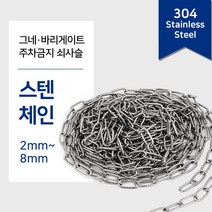 304 스텐체인 1M단위 절단판매(2~8mm) 스텐 비너 잠금비너 샤클 퀵링크 링 스냅후크 슈벨 개고리, 1.스텐체인, 스텐체인5mm(1M)