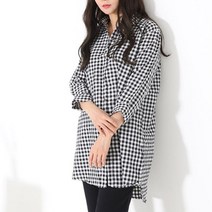 오버핏 롱셔츠 따듯한 체크 롱남방 레이어드 와이드