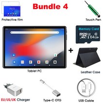 PERKBOX-M10 태블릿 PC 10 인치 옥타 코어 6GB RAM ROM 안드로이드 11.0 듀얼 4G FDD LTE 1280x800 IPS, 02 Gray, 04 Bundle 4_02 Gray