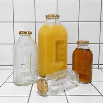 델몬트병 유리병 쥬스병 쥬스보틀 유리물병 레트로 사각 보리차 냉장고, 180ml