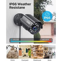ZOSI 16CH 보안 카메라 시스템 실외 실내 1080p 감시 CCTV 16개 야간 시야 모션 알림 원격 액세스 H.265+ 16채널 DVR 4TB HDD 포함 연중