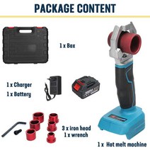 Excellway-무선 핫 멜트 기계 PPR 워터 파이프 멜터 플라스틱 용접기 마키타 18V 배터리용 교체 헤드 포함, [02] 1 Battery