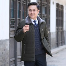 JINGHENG 중장년 남성 재킷 겨울 중장년 패딩 남 기모 두툼 아빠 겨울 패딩 칼라 따뜻한 패딩 저고리 아버지 두꺼운 코트 XASF4158123
