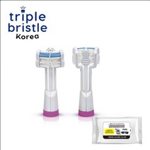 트리플브리스틀 음파전동칫솔 3중 리필용 칫솔모 2P (블루 핑크), 1개, 핑크