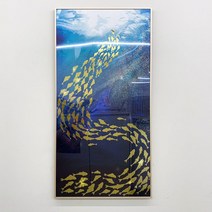 [풍수아트] 황금 물고기 그림 금박 잉어 액자 풍수 인테리어 개업 선물, 01.금박황금승천물고기, 골드메탈액자와이드[45x90cm]