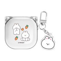 바니푸드 버즈 라이브 / 버즈 프로 / 버즈2 / 버즈2 프로 클리어 케이스(공용)+키링 세트, 당근, 버즈라이브/버즈프로/버즈2/버즈2프로(공용)