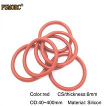 오링 o-ring 6mm 두께 실리콘 고무 O-링 씰링 OD 40 ~ 400mm 빨간색 내열성 O 링 씰 개스킷/식품 등급 독 없음, 07 OD330x6mm  1pcs