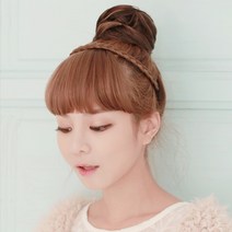 셀프 여자 붙임머리 피스 결혼식 올림머리 당고 만두 쪽 머리 업스타일 부분가발, 1개, 바닐라믹스브라운