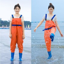 멀리서도 눈에뛰는 오렌지 해루질 가슴장화 낚시장화 갯벌 장화 멜빵, 오렌지카라멜, 245