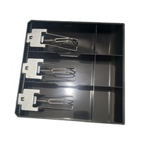 금전 등록기 삽입 3 그리드 금전 등록기 저장소 홈 서랍용 트레이 삽입, 24.6cmx24.4cmx3.5cm, 검은색