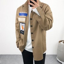 엠클로 남자 오버핏 페인팅 전사 패치 야상 셔츠 코튼자켓 4컬러