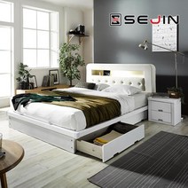 세진 레프리 PU가죽 LED 수납형 + 7존독립FM라텍스40T매트리스Q