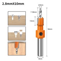 목공 스텝 드릴 카운터 싱크 라우터 비트 세트 8/10mm 생크 HSS 나사 추출기 목재 밀링 커터용 Remon 철거, [06] 2.8mmX10mm