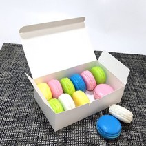 마카롱 상자 선물상자 디저트 베이커리 뚱카롱 쿠키 케이크 상자 답례품 선물포장 포장박스, 화이트 마카롱상자 (대)