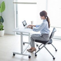 일본의 산악 산업 SANWA 리프트 가능한 컴퓨터 테이블 강의 작업대 서/앉아 침대 옆 모바일, [06] 100-ERD005W 화이트(데스크탑 폭 60