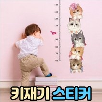 아이 키재기 스티커 심플, 고양이