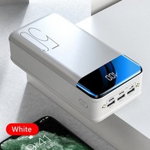 소형 보조배터리 휴대용 power bank 100000mah 고속 충전 powerbank 3 usb poverbank 휴대 전화 태블릿 용 외부 충전기, 흰색