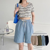 하프 린넨 팬츠 5color / 여름 반바지 숏팬츠 4.5부 / 밴딩바지 주머니 있음