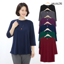 모슬린 엄마옷 라운드 무지 티셔츠 FTS103041