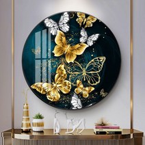 [국내발송] 행운제작소 원형 보석십자수 황금 나비 재물 부자 성공 큐빅 비즈 구슬 3D 십자수, 50 x 50 cm
