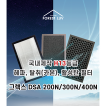 공기청정기 필터 그렉스전자 DSA-400N 300N 200N 헤파 탈취카본 활성탄 아파트환기장치 133*225*18T, 선택2) H13헤파필터+탈취(카본)필터