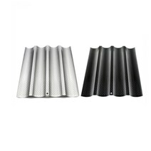 2PC 롱 스틱 붙지 4 슬롯 빵 웨이브 베이킹 트레이 빵 흔들기 바게트 제빵 금형 랙 구멍 뚫은 랙, 하나, 블랙 & 실버