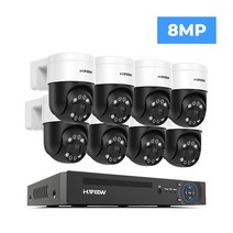 H.view CCTV 보안 카메라 시스템 PTZ 홈 비디오 감시 키트 야외 IP 휴머노이드 감지 8Ch 4K 5MP 8MP, 04 8MP 8PCS Cameras_01 없음