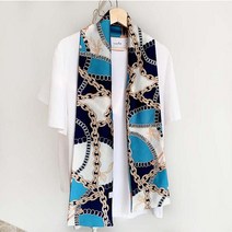 사슬 맥시 양면 체인 롱 윌리 트 스카프 실 타이 패턴