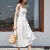가바바 여성 나시 원피스 청순한 느낌 가득한 화이트 레이스 나시 롱원피스 G51936