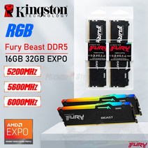 RGB RAM 램Kingston Fury Beast 5200MT/s DDR5 CL36 데스크탑 메모리 AMD EXPO 인증 RGB RAM AM5, 05 6000 16GBx2PCS