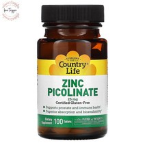 컨트리라이프 징크 아연 피콜리네이트 25mg Tablets 100정, 1개