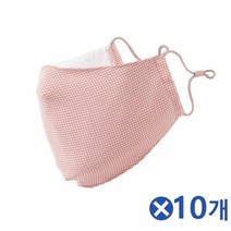기타 끈조절 체크 2겹 면마스크 핑크x10개 학생마스크, 상세페이지 참조