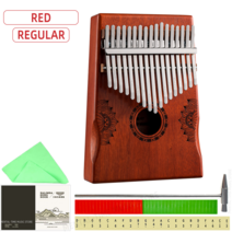 칼림바 Kalimba 17 Key Wooden Calimba 엄지 피아노 마호가니 Mbira 뮤지컬 키보드 악기 노래 책 액세서리 크리스마스 선물, 07 Red Regular