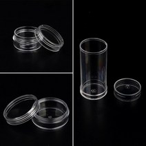 납작/원통형 공예 비즈 투명 미니 보관통 10p 휴대용 수납케이스 소품통, 원통형