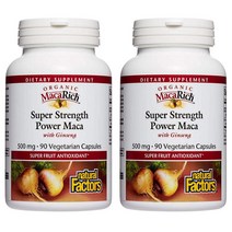 Natural Factors Super Strength Power Maca with Ginseng 네추럴팩터스 파워 마카 500 mg 90캡슐 2개