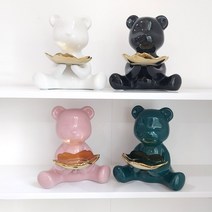 (국내배송)로즈소녀하우스 곰돌이트레이 열쇠 차키트레이 차키보관함 인테리어 현관 장식 센스있는 집들이 개업 선물, 2.그린 곰돌이트레이