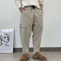 빅포켓 전체본딩 융기모 스판 밴딩 데일리 겨울 남자 벌룬 와이드 팬츠 3컬러