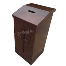 헌금함 교회 원목 기부 성금 모금 보관함 상자 십일조, 다크브라운