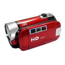 빈티지캠코더 레트로 옛날감성 디지털 캠코더 1080P 풀 HD 16MP DV 비디오 카메라 270 도 회전 스크린 16X, 01 Red