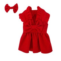 강아지 드레스 원피스 ppy Bow Knot Dress Set Winter Warm Dog Clothes Pet Christmas Princess Teddy Solid Color, [01] XS, [01] white