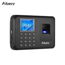 Aibecy 생체 인식 지문 비밀번호 출석 기계 다국어 2.4 인치 LCD 화면 직원 관리 시간 기록계, 1개