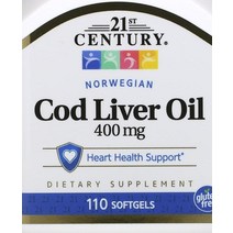 21st Century 노르웨이 대구 간유 400mg 소프트젤 110정 필수영양소