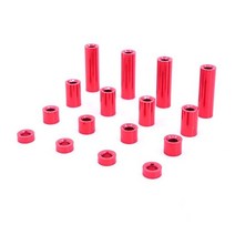 16pcs 알루미늄 스페이서 1.5mm 3mm 6mm 12mm 나사가이드 롤러 스탠드 오프 tamiya 미니 4wd 자동차 모델 용 예비 부품, 빨간색