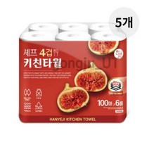 한예지 셰프 4겹 키친타월 100매 6개입 5개, 상세페이지 참조, 상세페이지 참조, 상세페이지 참조